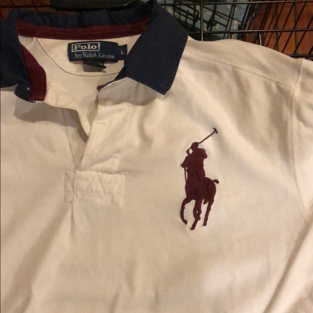Ralph Lauren Polo Long Sleeve white mens L